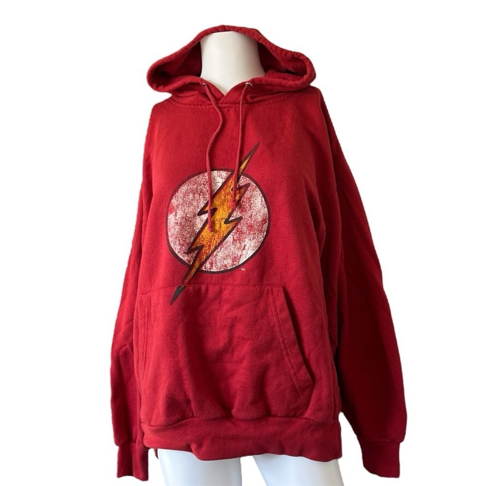 Six Flags Red the Flash Hoodie Pullover Sweatshirt Fleece Superhero